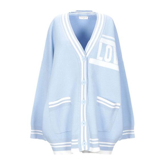 Sandro Paris Opera 'LOVE' Varsity Striped Cardigan Sweater Blue & White L - Picture 3 of 16
